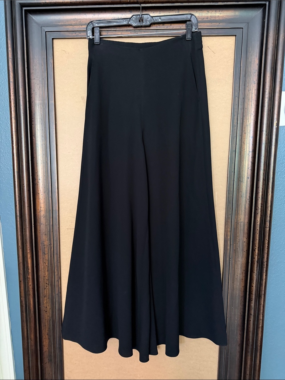 Women's Eloise Black Silk High Waist Wide-Leg Palazzo Pants
